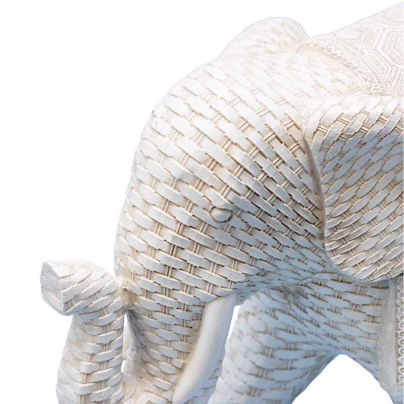 Woven Look Dad Elephant Ornament 30cm Indoor Outdoor Decor