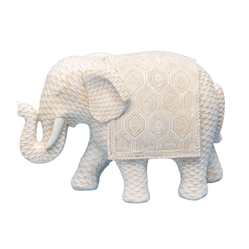Woven Look Mum Elephant Ornament 22cm Resin Garden Decor