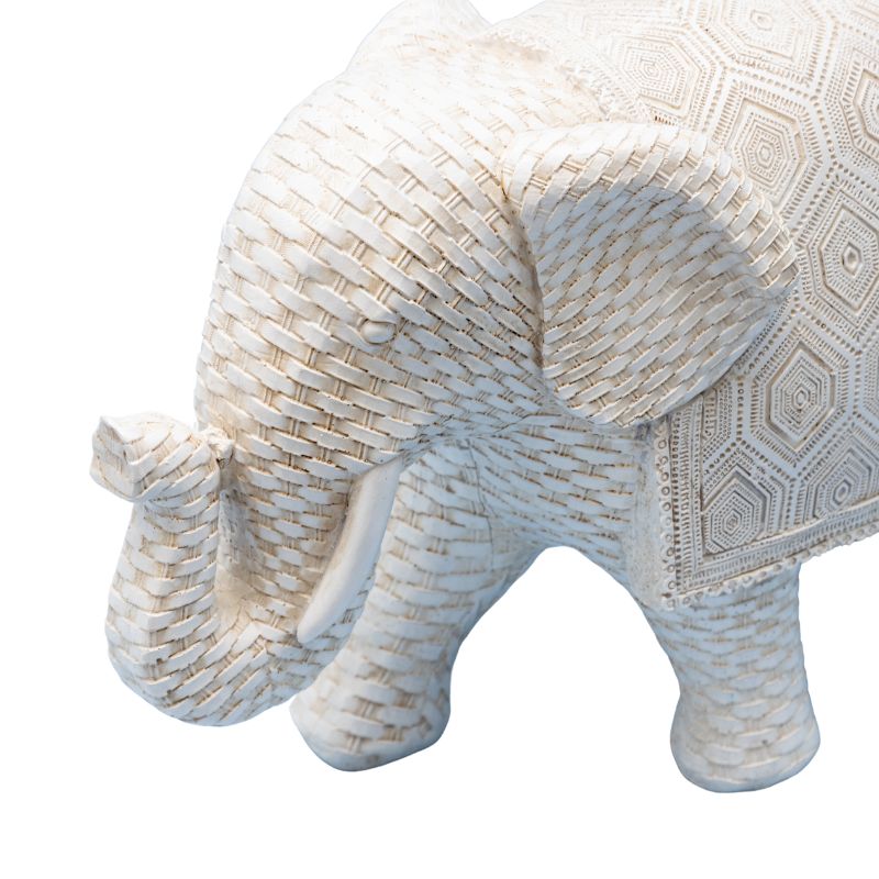 Woven Look Mum Elephant Ornament 22cm Resin Garden Decor