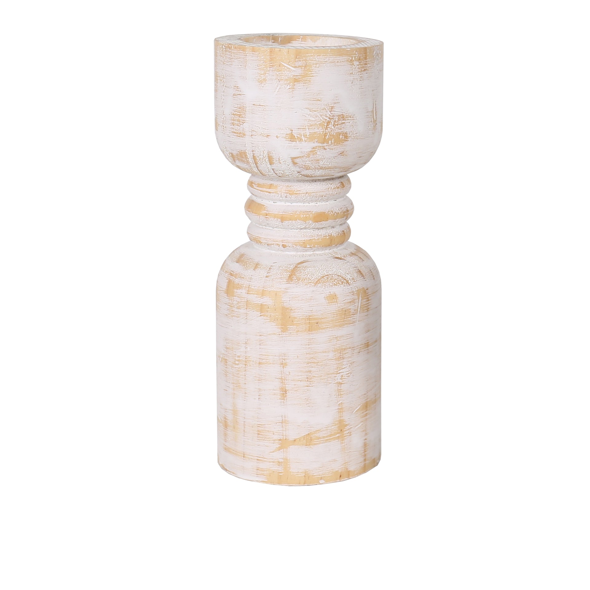 Contemporary Carved Loop Pillar Candleholder 30cm Decor