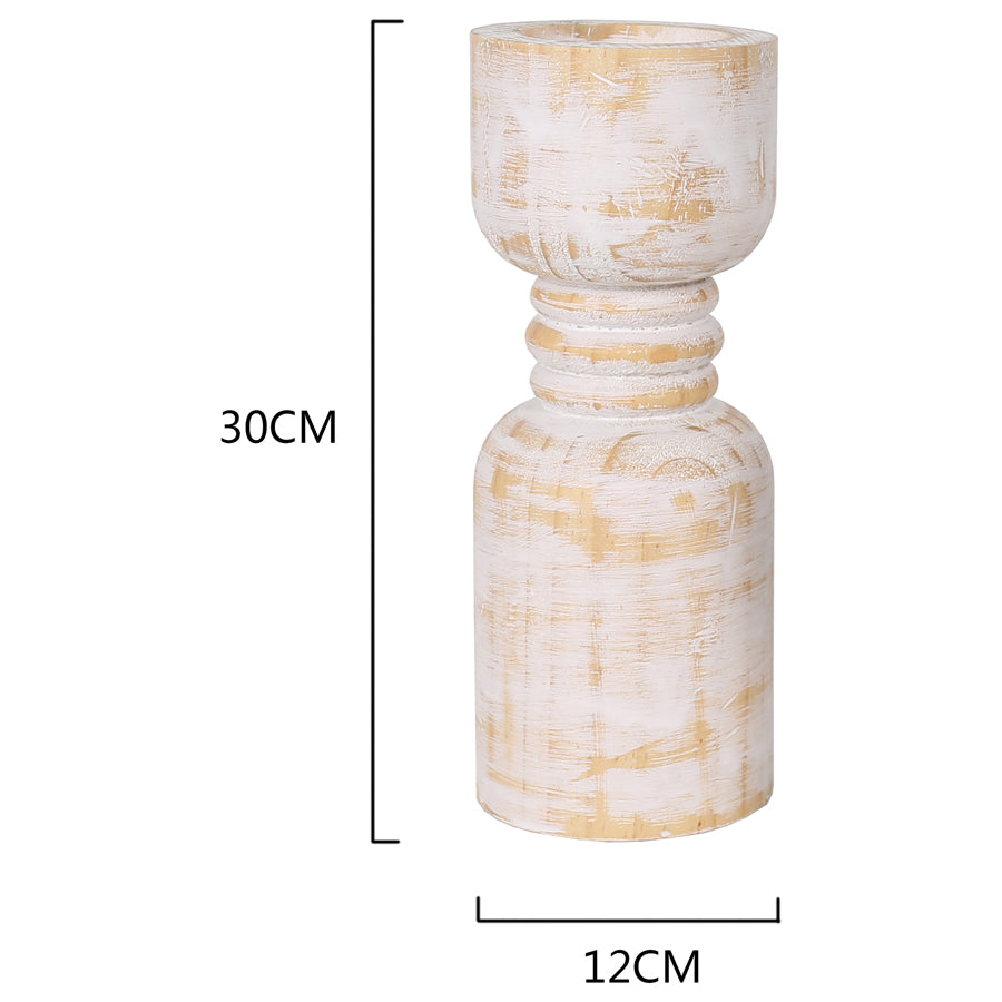 Contemporary Carved Loop Pillar Candleholder 30cm Decor