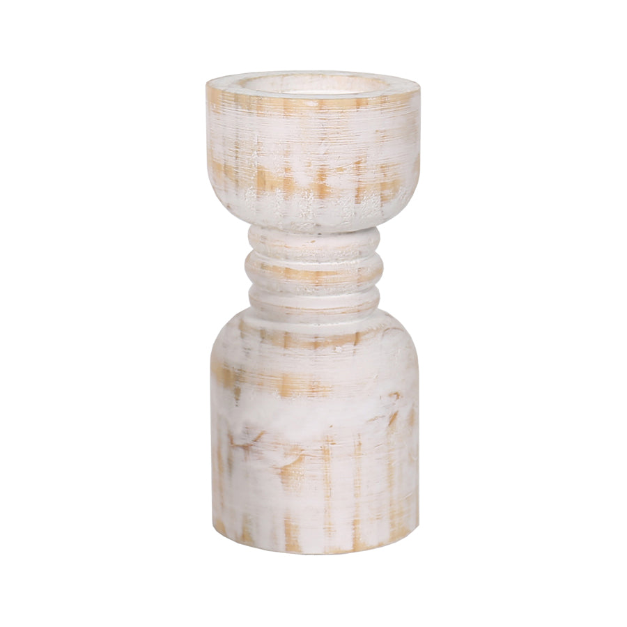 Contemporary Carved Loop Pillar Candleholder 25cm Outdoor