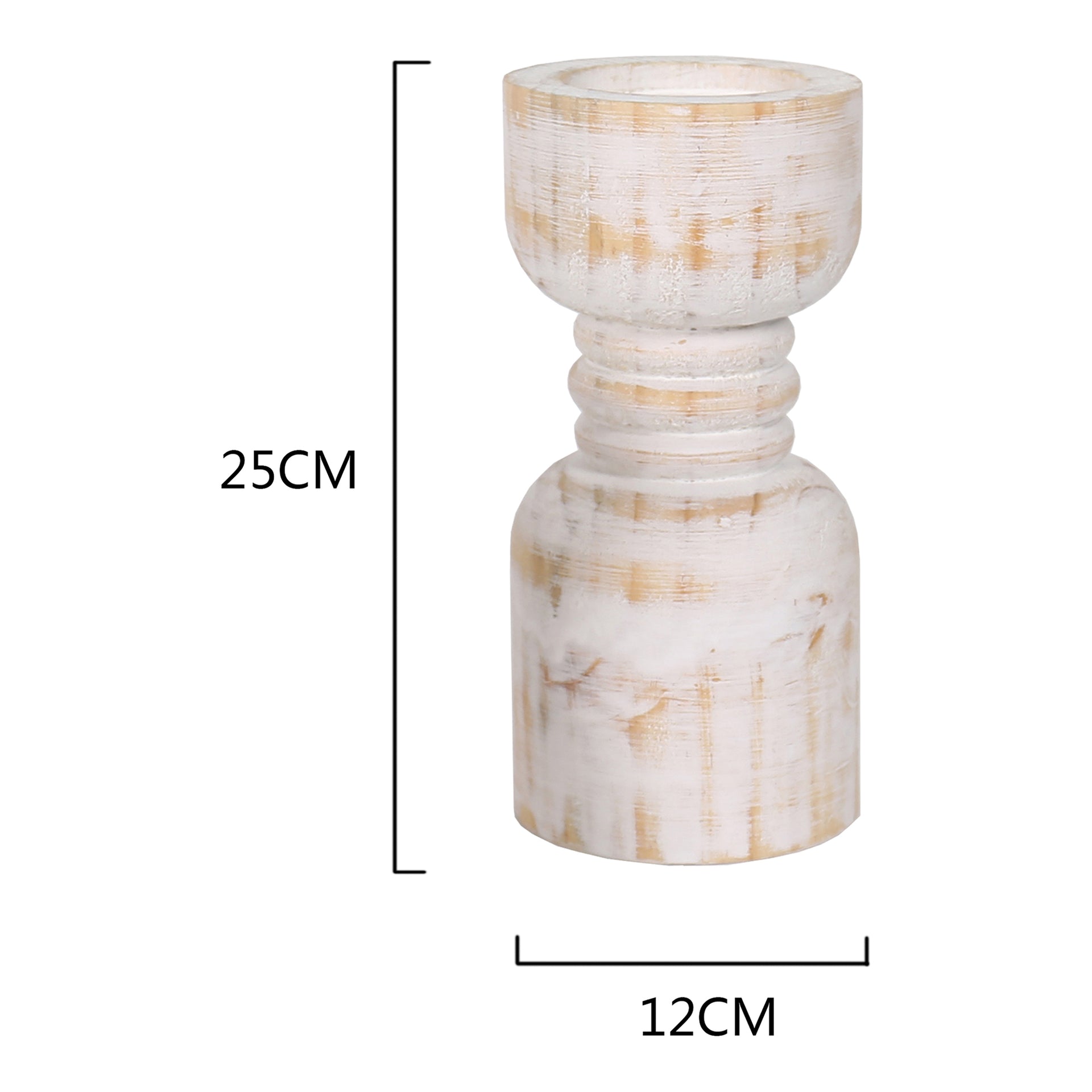 Contemporary Carved Loop Pillar Candleholder 25cm Outdoor