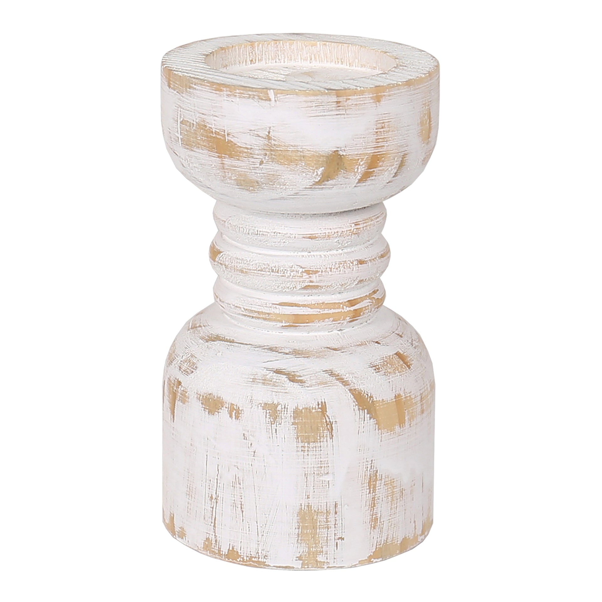 Contemporary Carved Loop Pillar Candleholder 20cm Decor