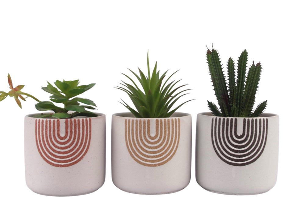 Eden Nest Rainbow Ceramic Pot Planters Set of 3 13cm