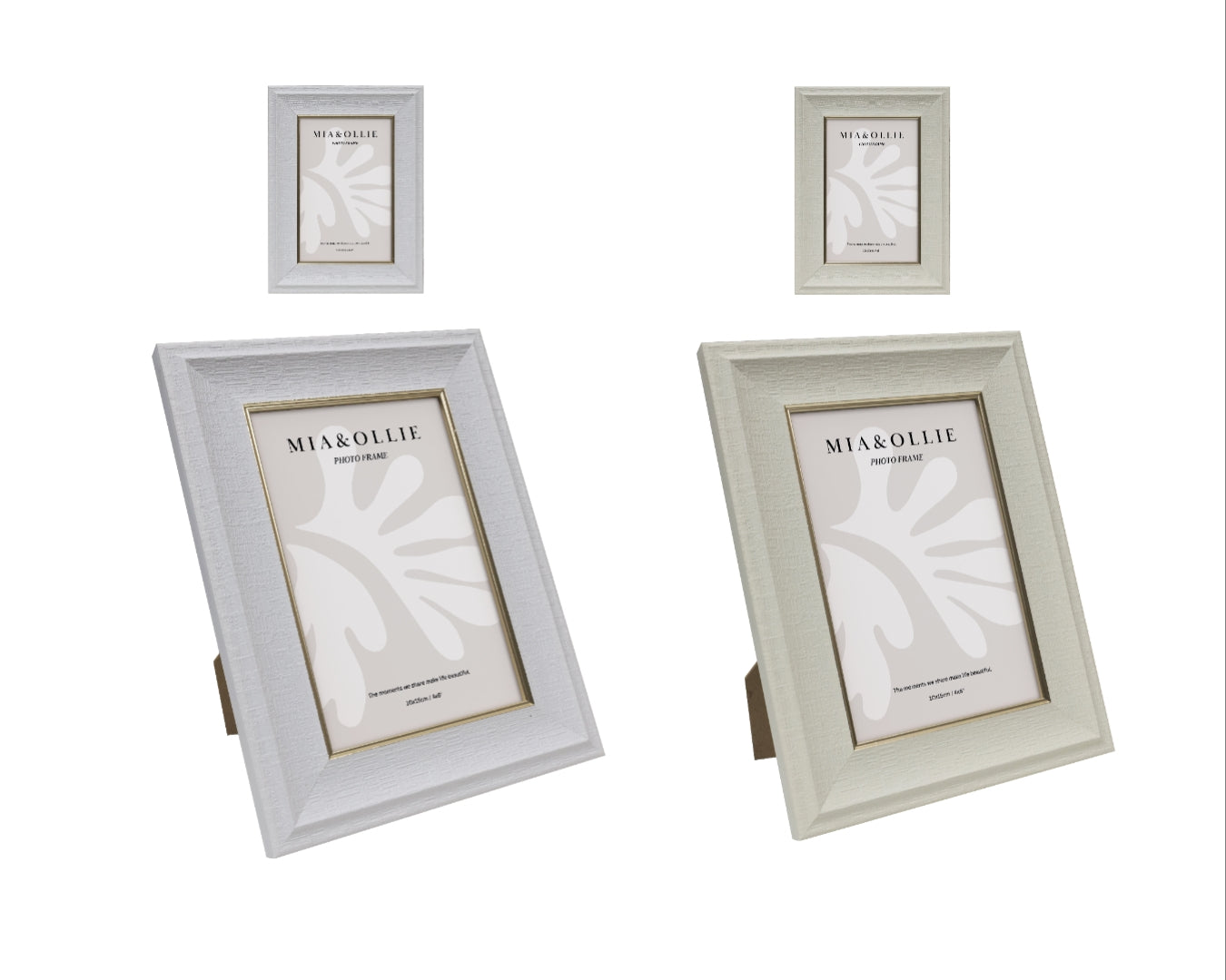 Eden Nest Set of 2 Photo Frames 4x6in Cream Rustic Wood