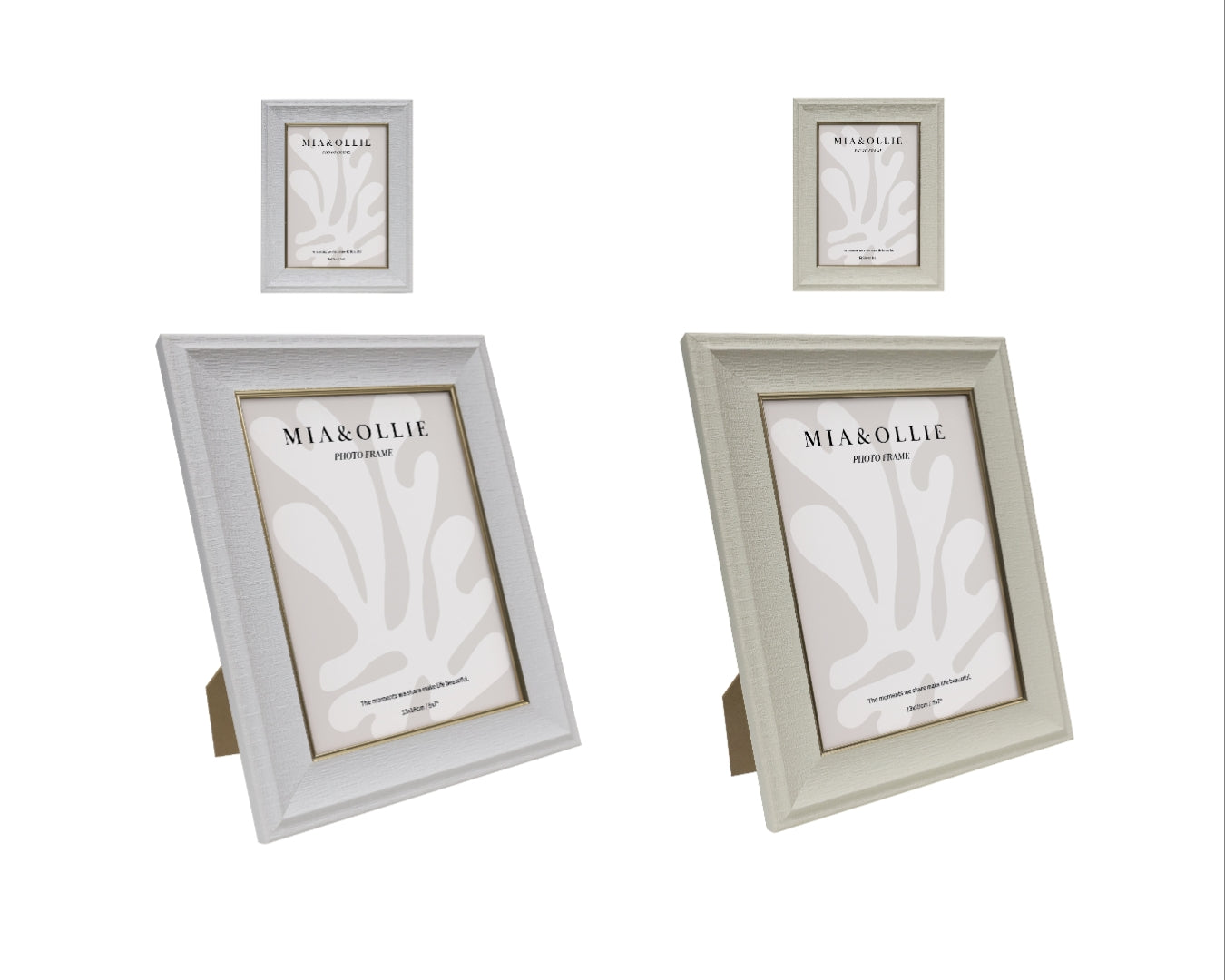 Eden Nest Set of 2 Photo Frames 5x7 in Cream Wood 18 cm