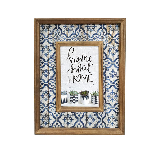 Antique Single Photo Frame 6x4 Inch Rustic Blue MDF Wood