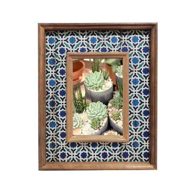 Antique Single Photo Frame 26cm Rustic Blue MDF Wood