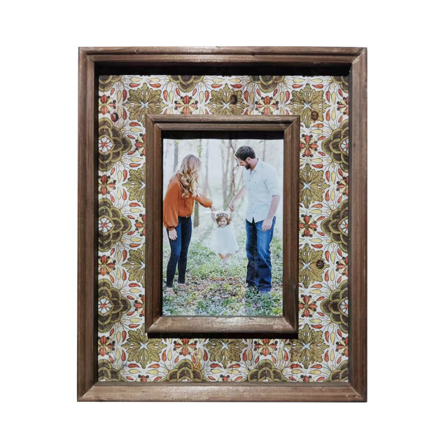 Antique Single Photo Frame 26cm Natural Rustic MDF Border