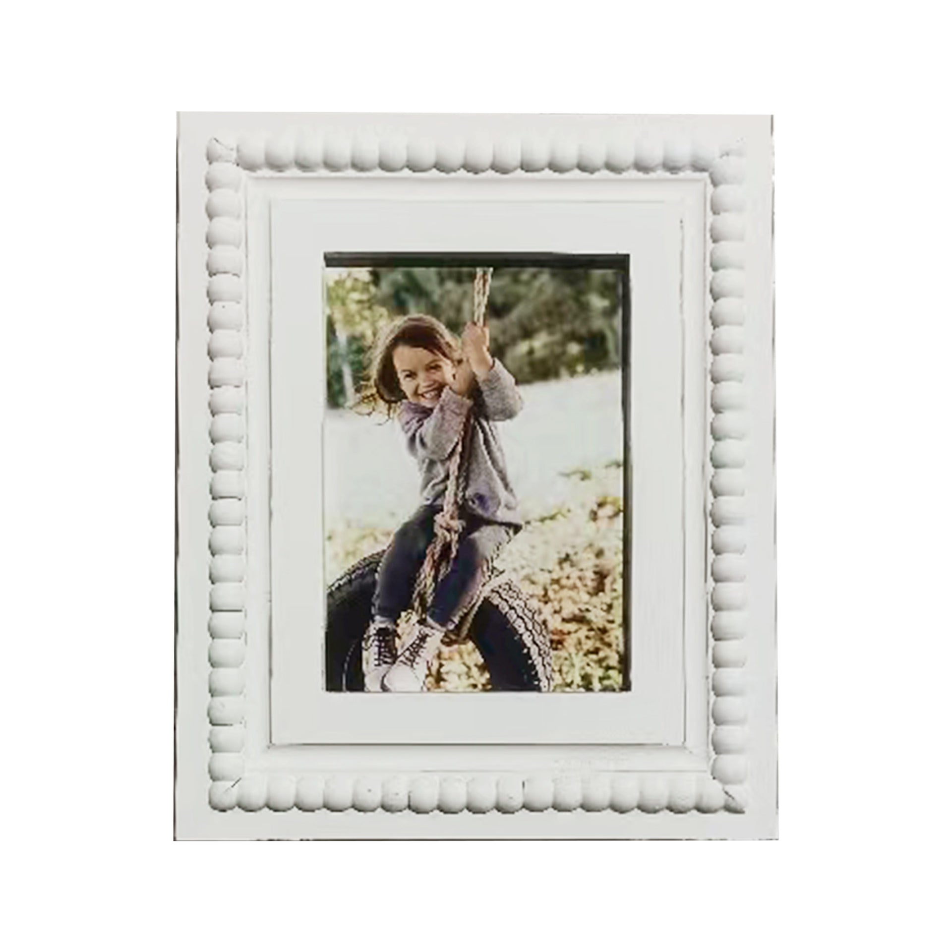 White Rustic Photo Frame 32cm Ornate Wood Wall Decor