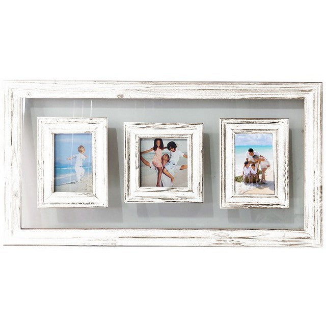 Eden Nest Rustic White 3 Opening Photo Frame Glass 75cm