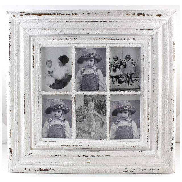 Rustic 6 Opening Photo Frame 64cm Wall Decor Antique