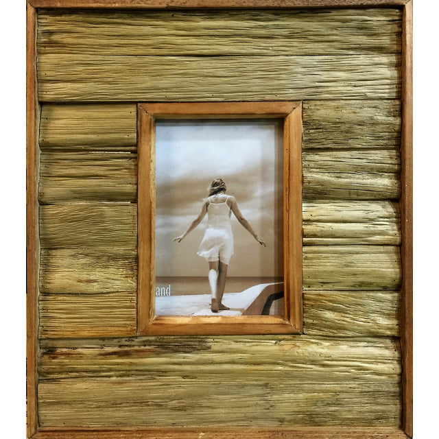 Antique Natural Wood Single Photo Frame 31cm Rustic Charm