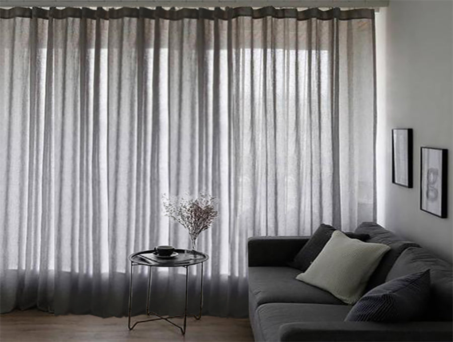 Eden Nest Sheer Voile Curtains 548cm Wide Pinch Pleat Black