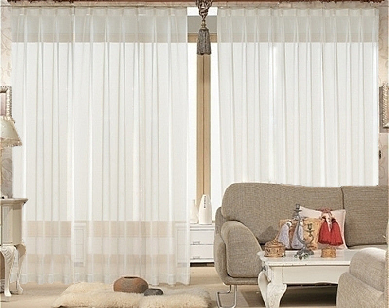 2 Sheer Voile Curtains 530cm Wide 230cm Drop With 30 Hooks