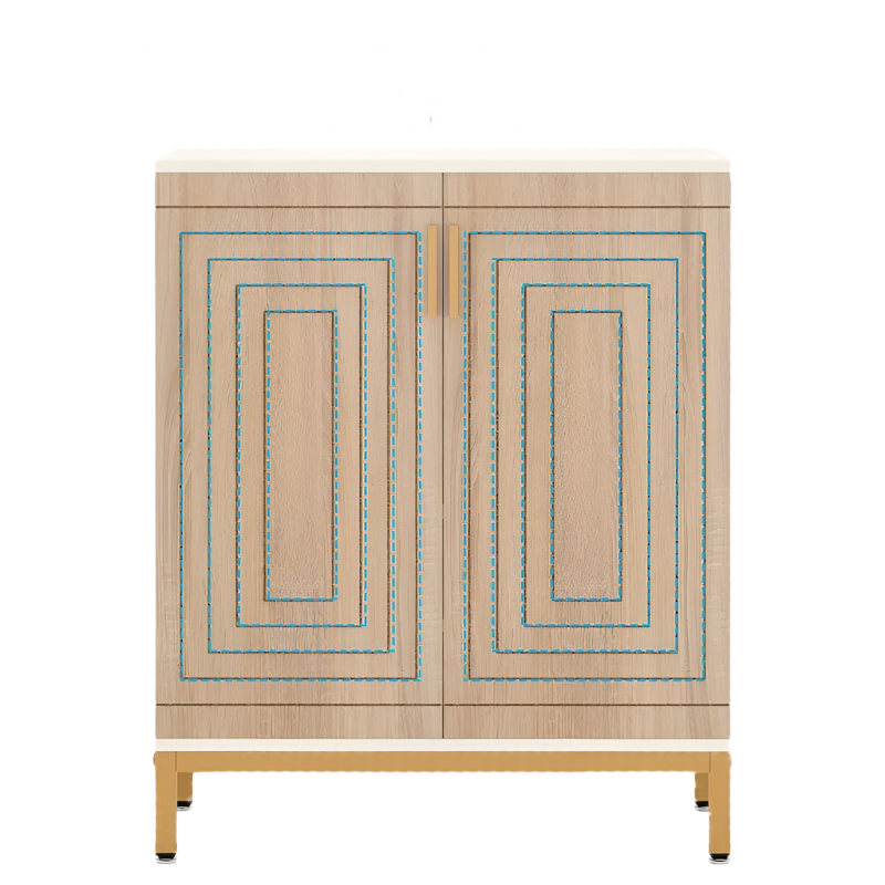 Eden Nest 5 Tier Geometric Doors Shoe Cabinet White Natural