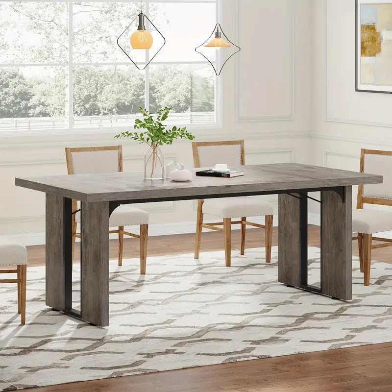 Eden Nest Rustic Rectangular Dining Table For 6 To 8