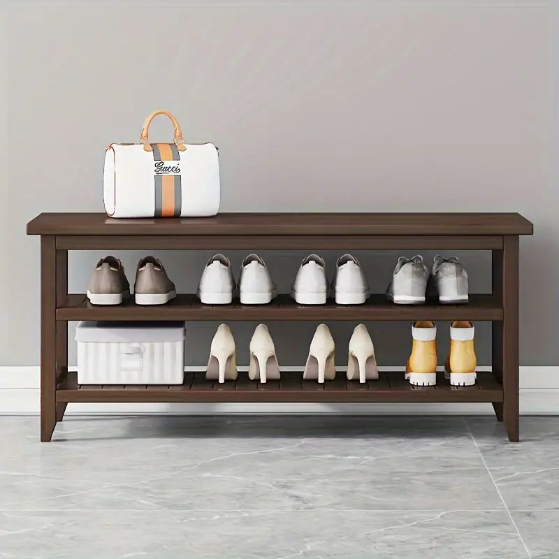 Eden Nest 70cm Bamboo Shoe Changing Stool Rack For Entryway
