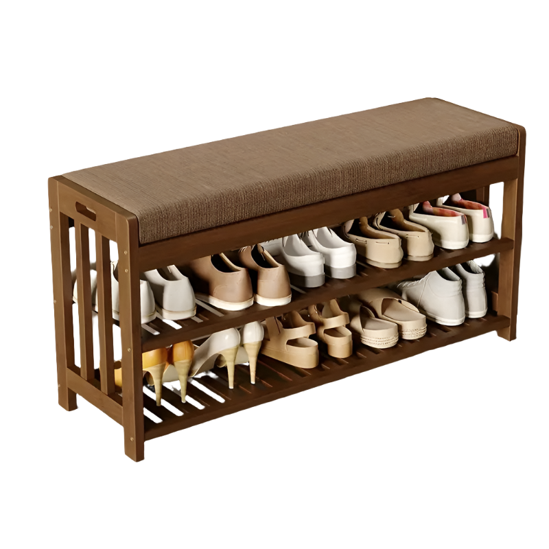 Eden Nest Bamboo Shoe Rack Bench 2 Tier Dustproof Storage