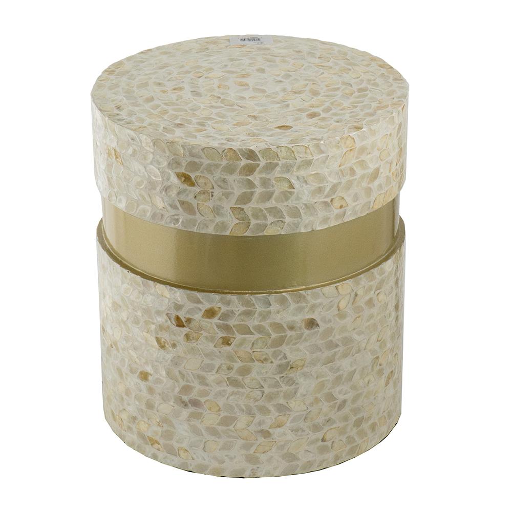 Eden Nest Cancun Shell Round Stool Table With Shell Discs