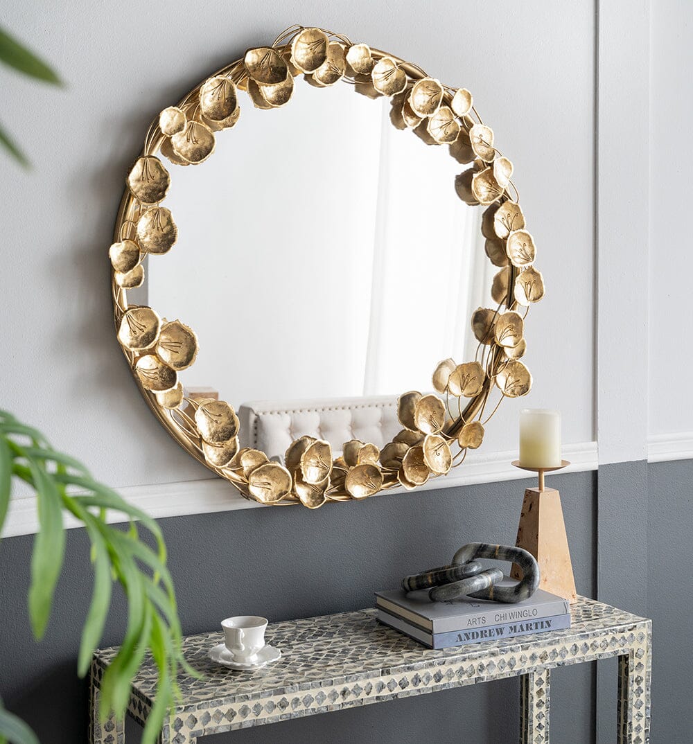 Eden Nest Gold Leaf Designer Wall Mirror Exquisite