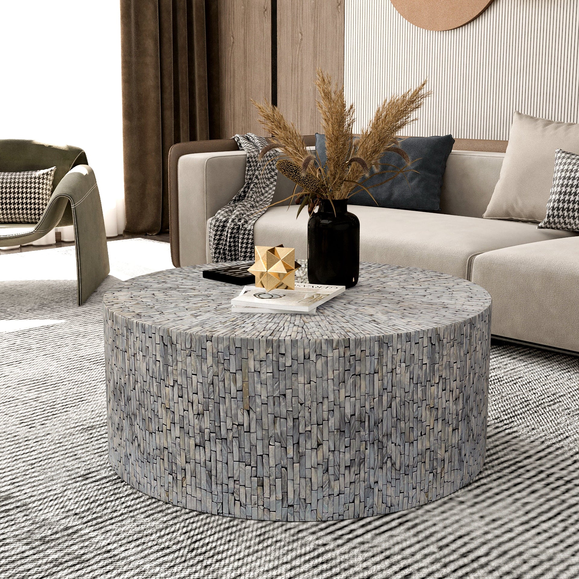 Eden Nest Mother Of Pearl Handcrafted Coffee Table