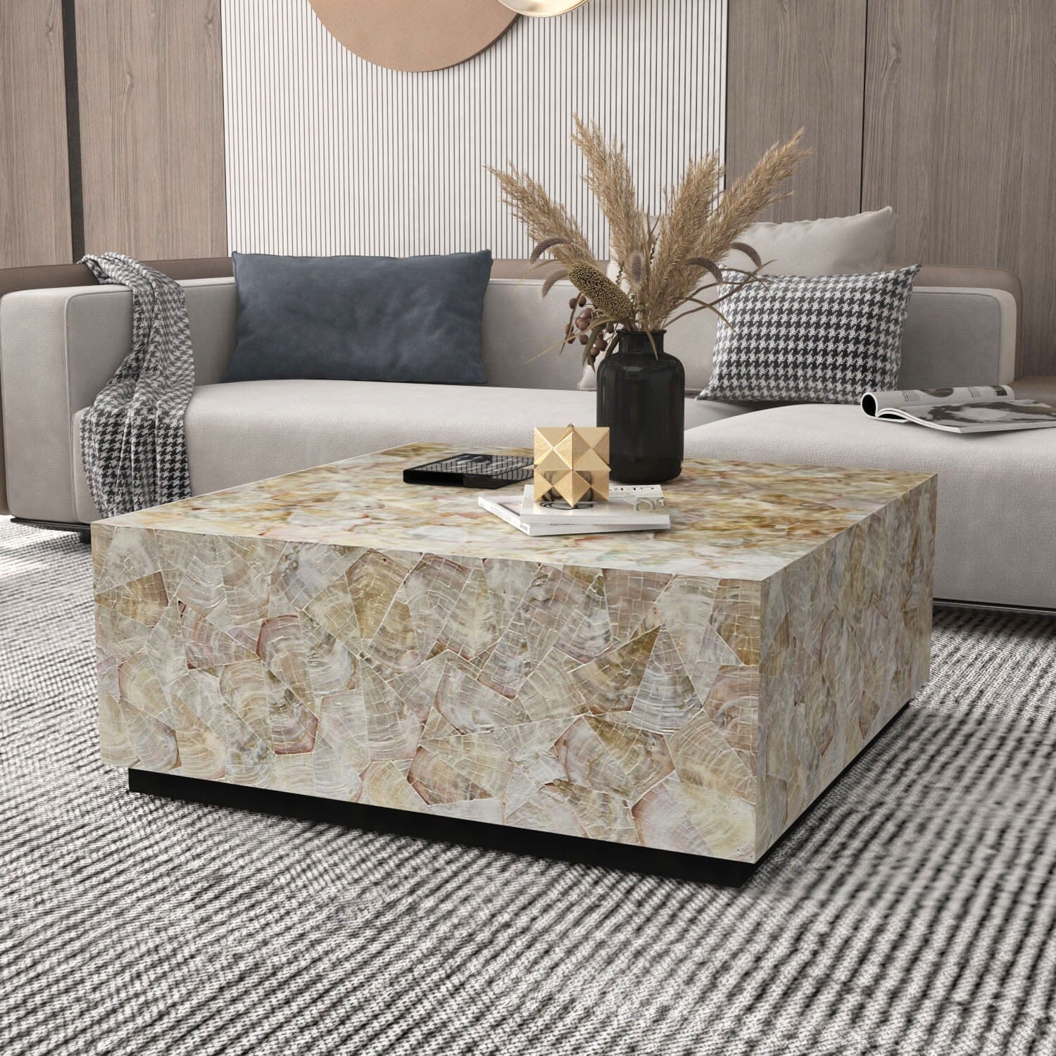 Cluster Mother Of Pearl Handmade Coffee Table Centerpiece