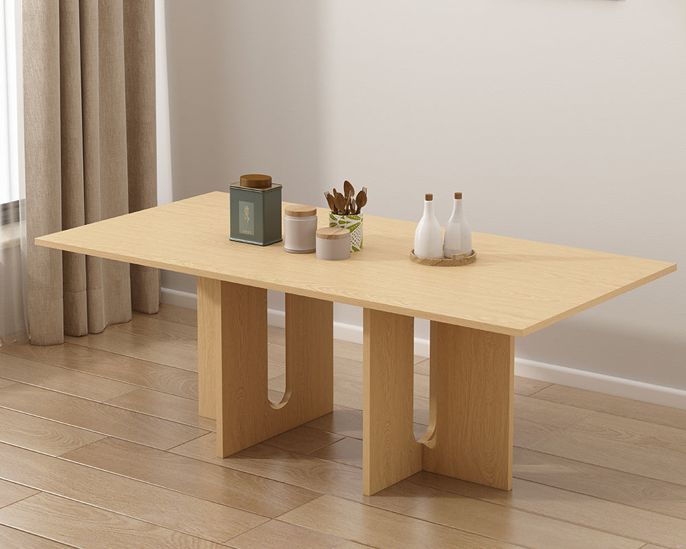 Eden Nest Oak Melamine Dining Table Six Seater For Dining