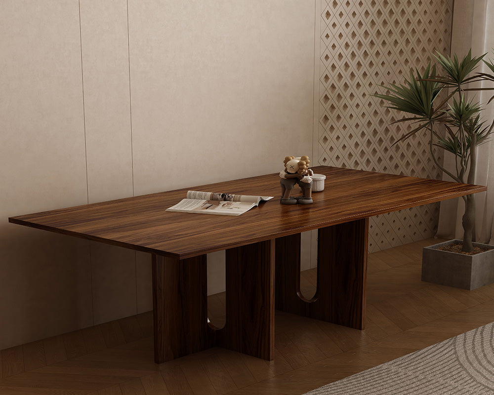 Eden Nest Walnut Melamine Dining Table 6 Seater Modern