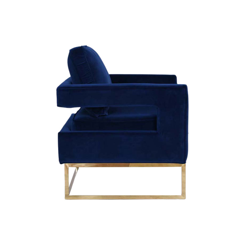 Eden Nest Golden Framed Bottom Armed Accent Chair - Blue