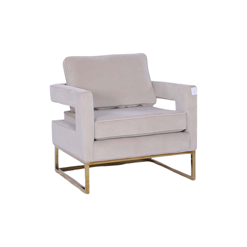 Eden Nest Golden Framed Bottom Armed Accent Chair - Grey