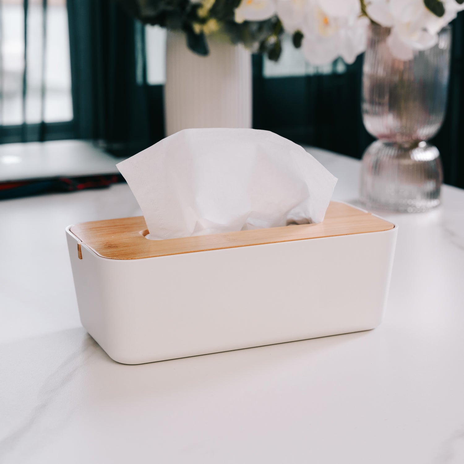 Eden Nest Bamboo Fiber Tissue Box Dispenser Organizer
