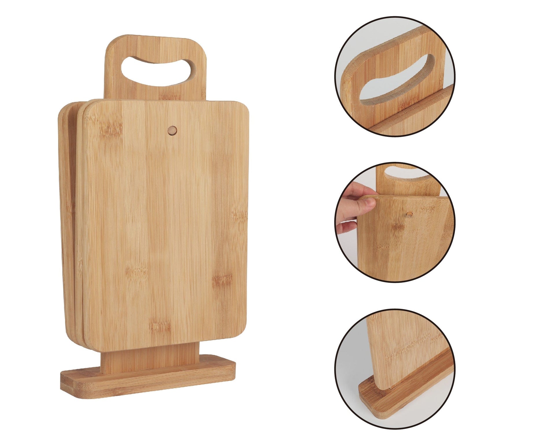 Eden Nest 4-Piece Bamboo Chopping Board Set with Display Stand