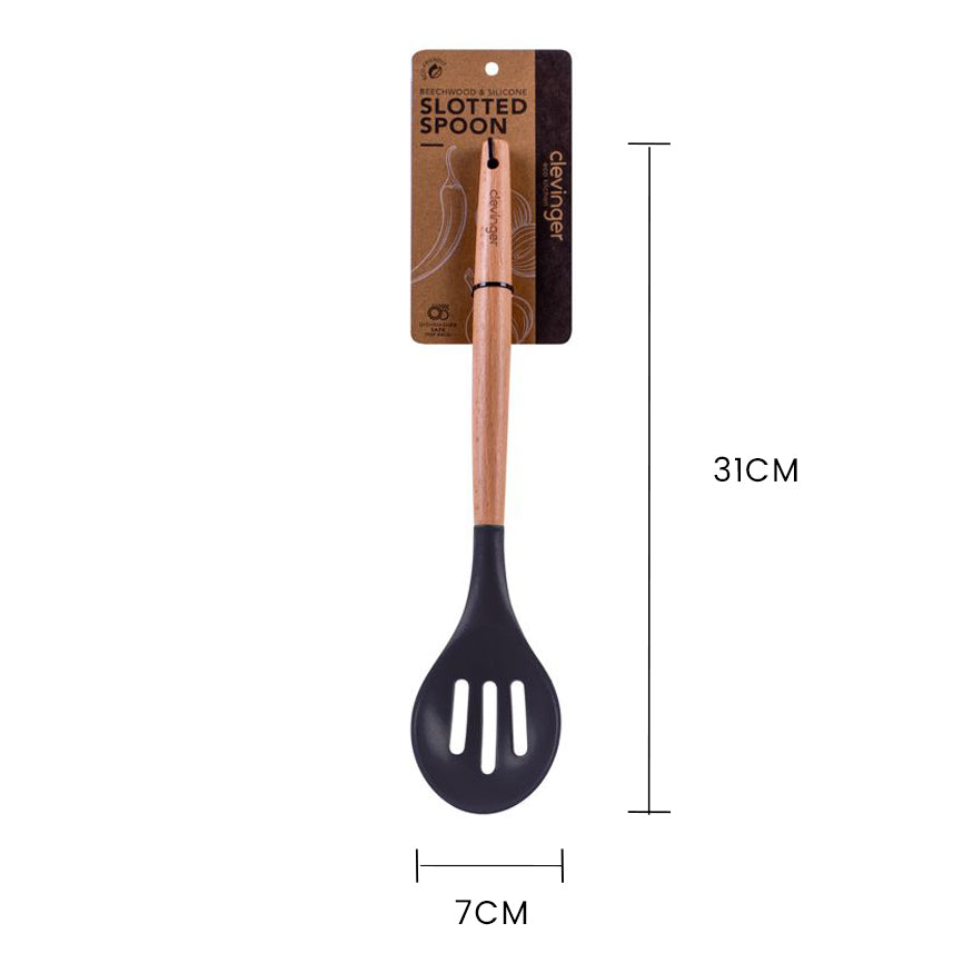 Eden Nest Eco-Friendly Beechwood and Silicone Slotted Spoon