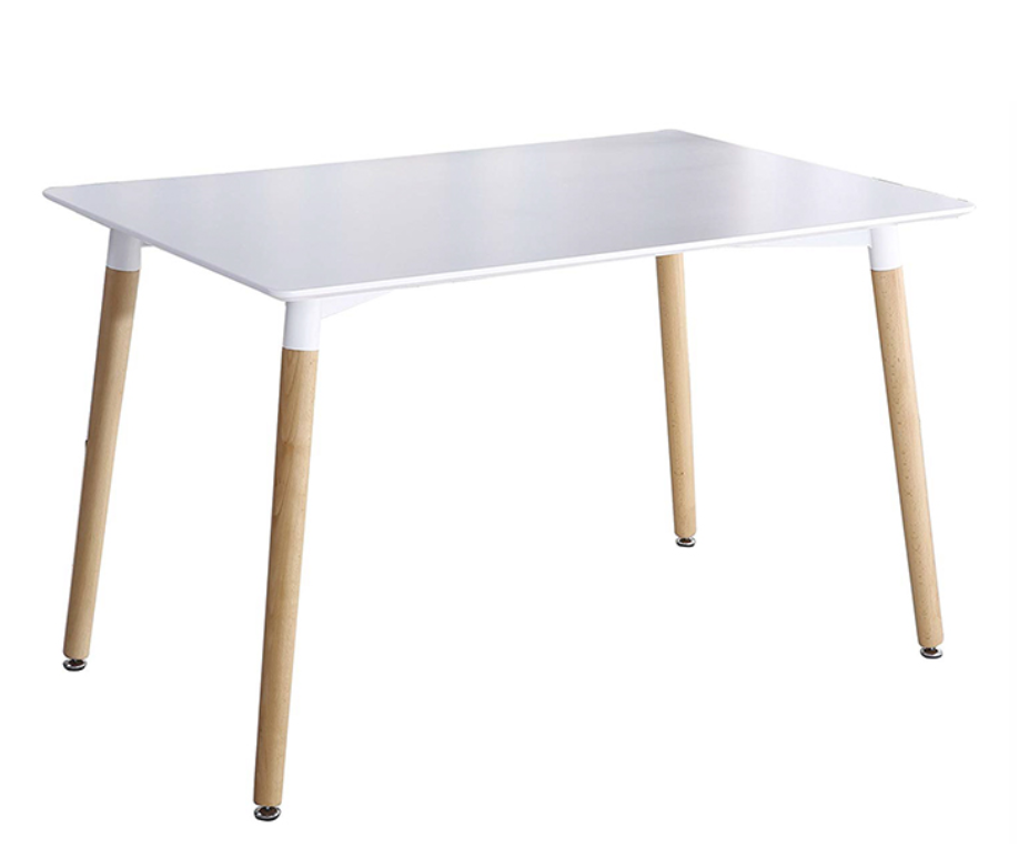 Eden Nest White Dining Table With Solid Wood Frame Laminate