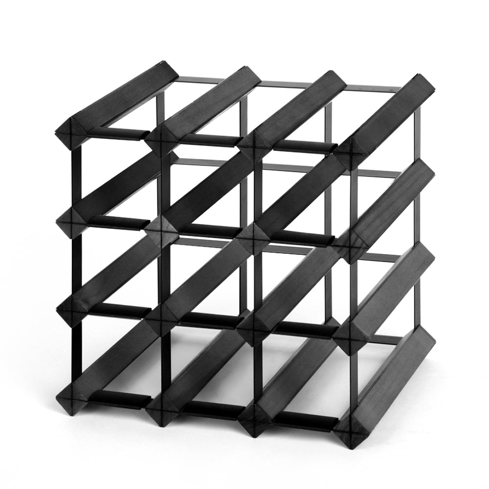 Eden Nest Pine Wood And Steel 12 Bottle Wine Rack Black
