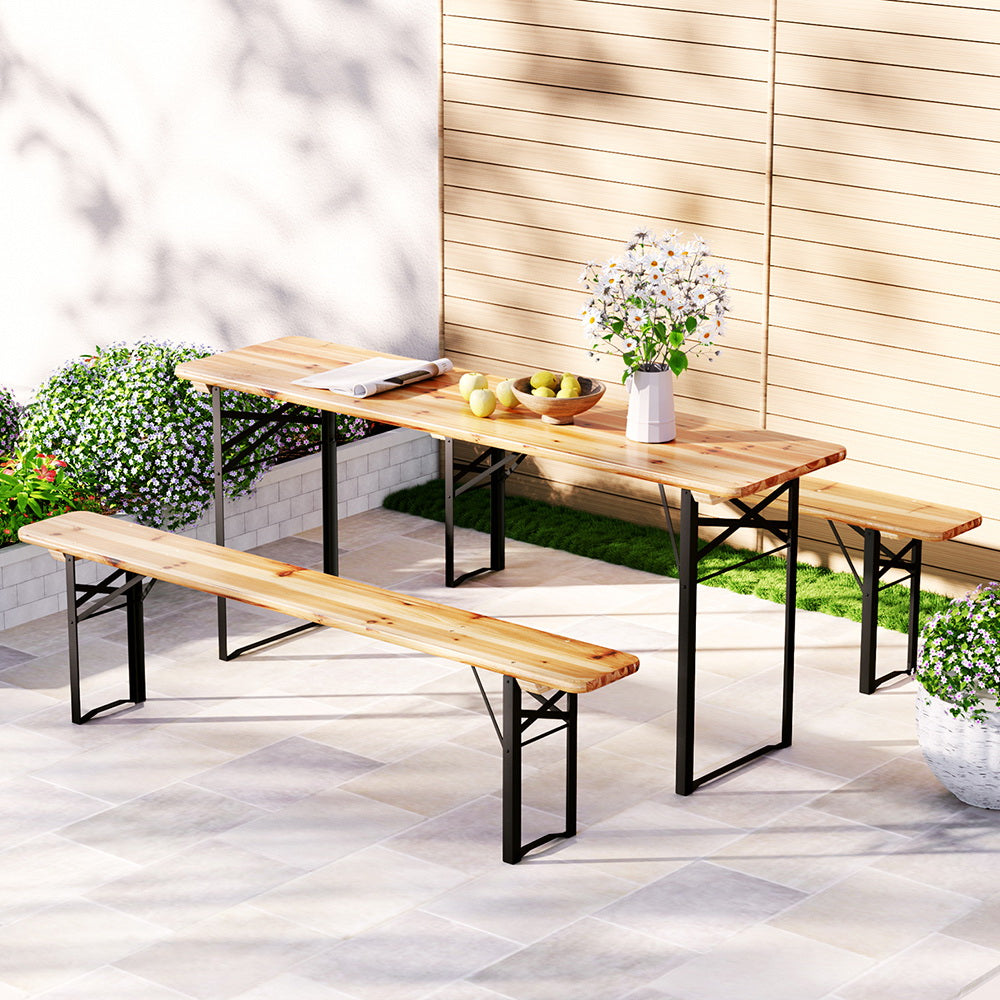 Eden Nest 3 Piece Outdoor Dining Set With Benches For Patio