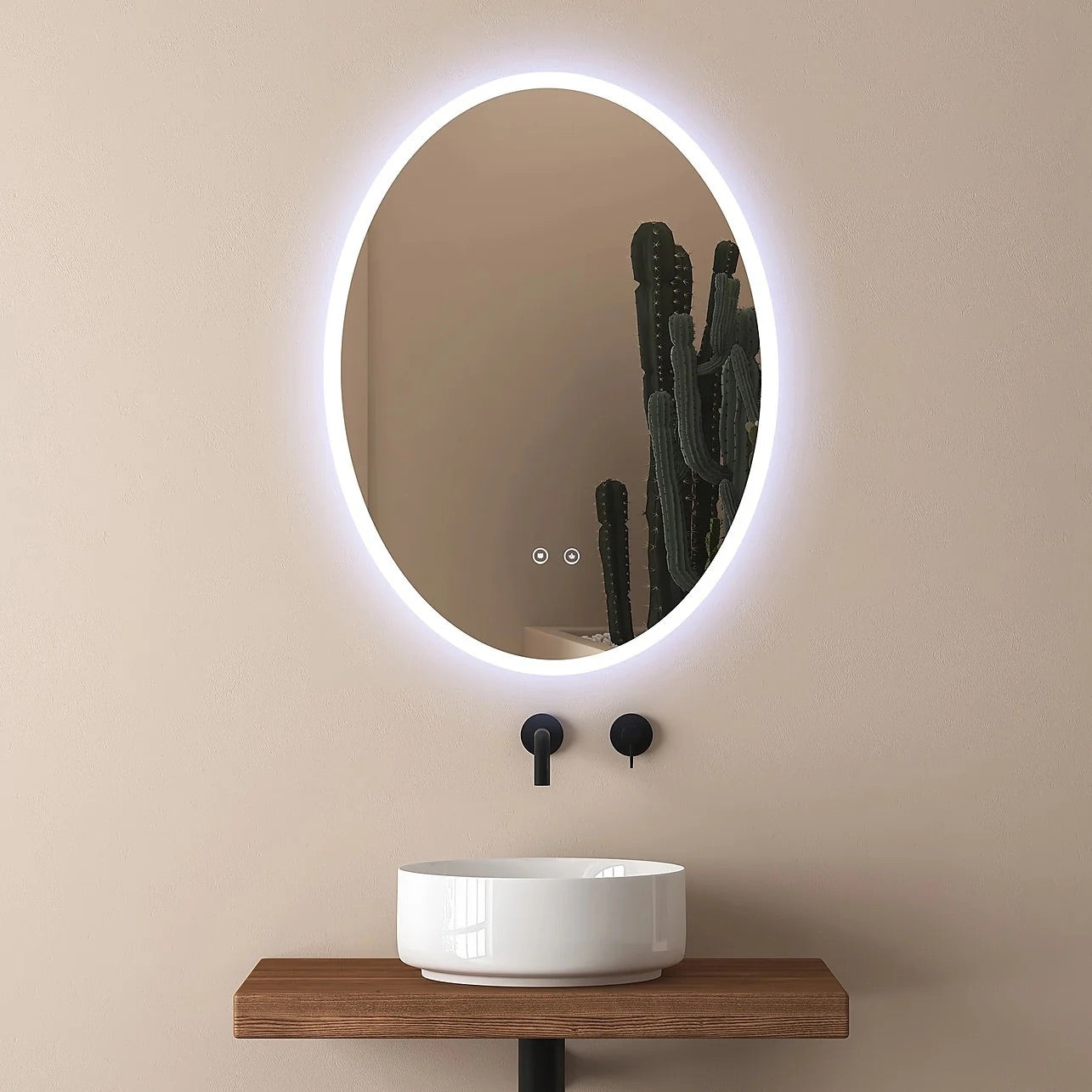 Oval LED Bathroom Mirror – Anti-Fog & Touch-Control