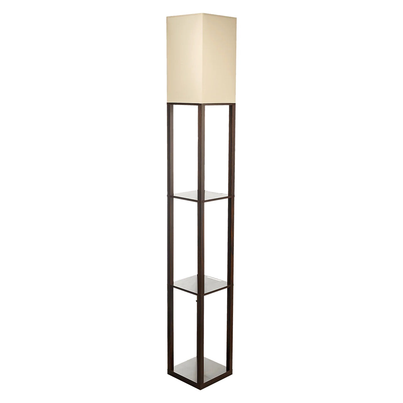 Shelf Floor Lamp with Shade – 1.6m MDF Frame & 3-Tier Storage