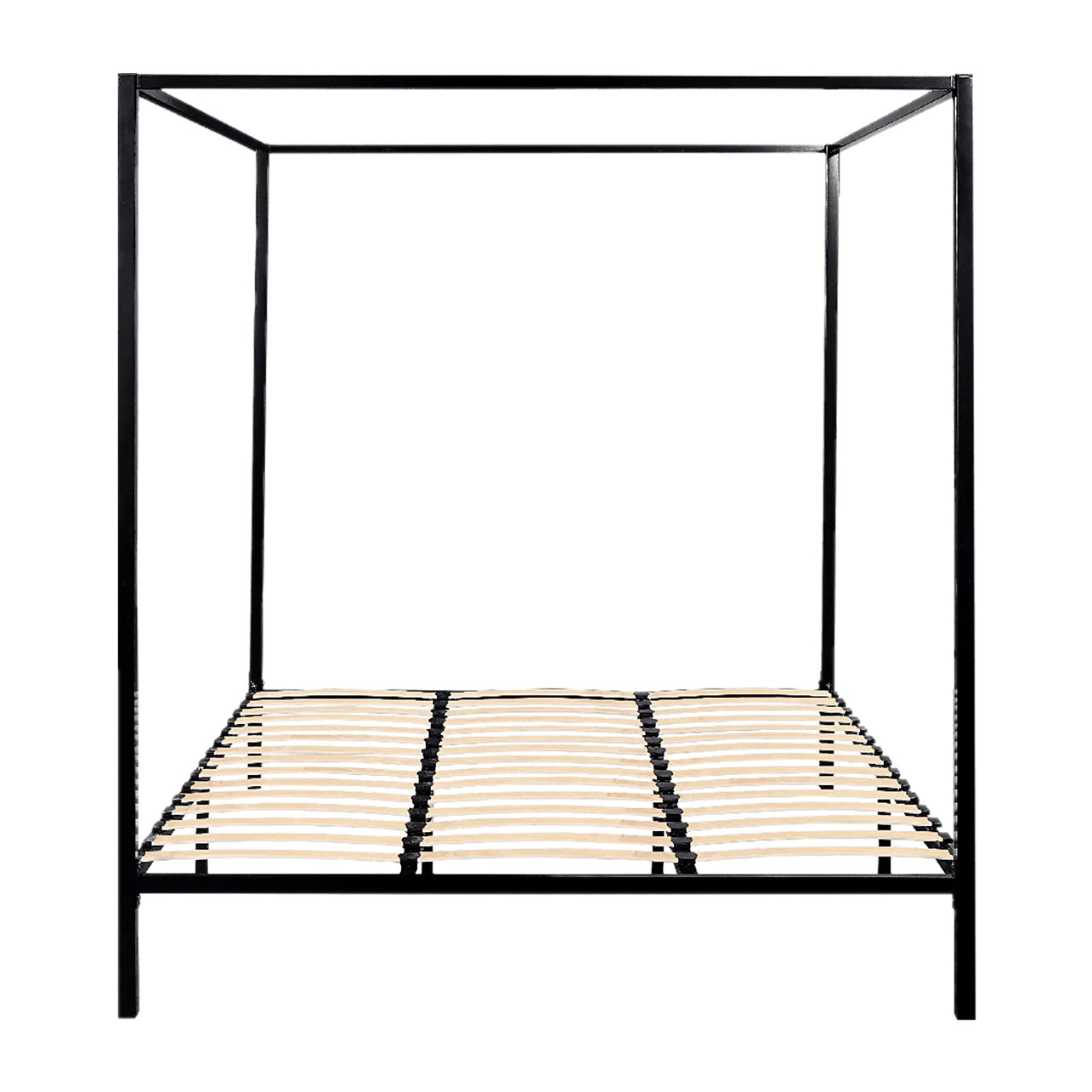 4-Poster Metal Canopy Bed Frame – Modern Sturdy Design with Slatted Base