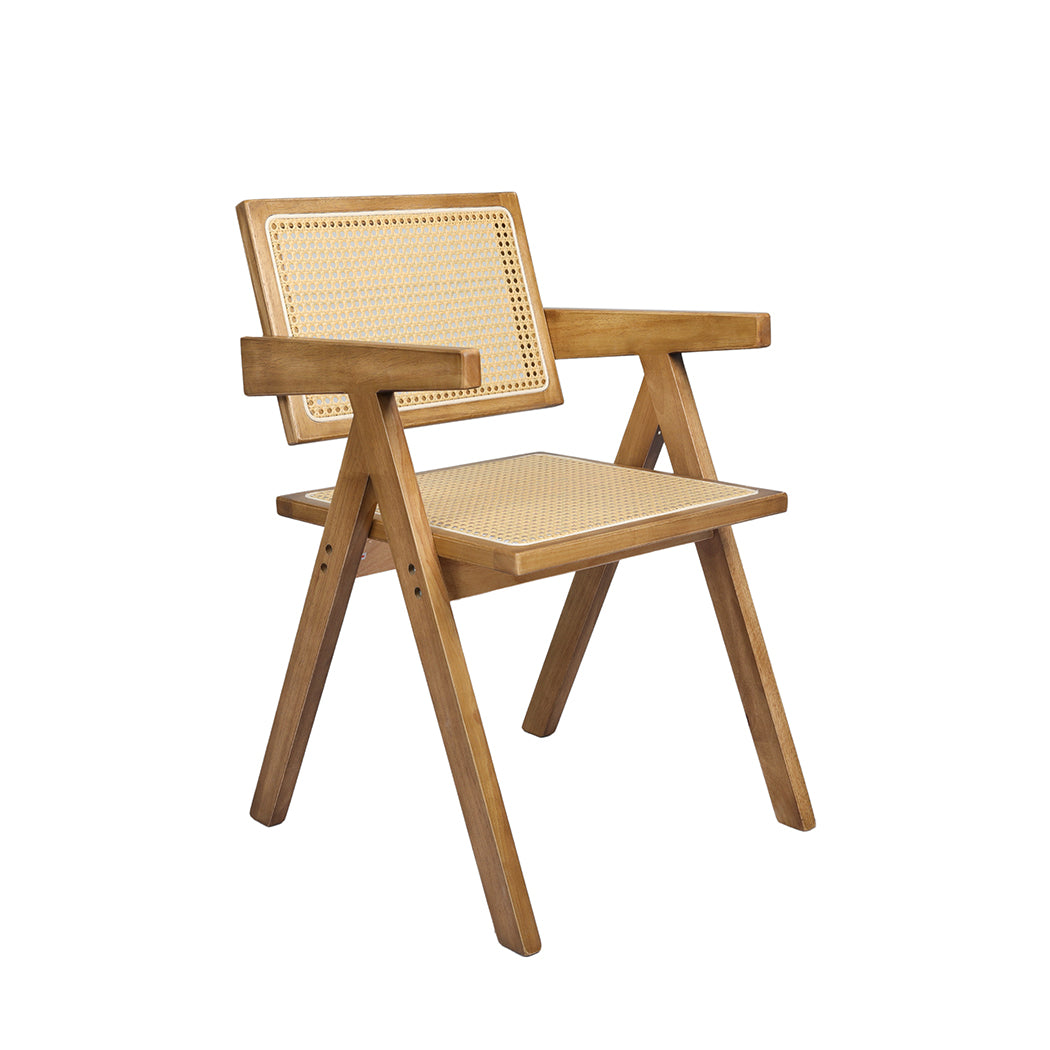 Solid Wood Dining Chair with Rattan Weave