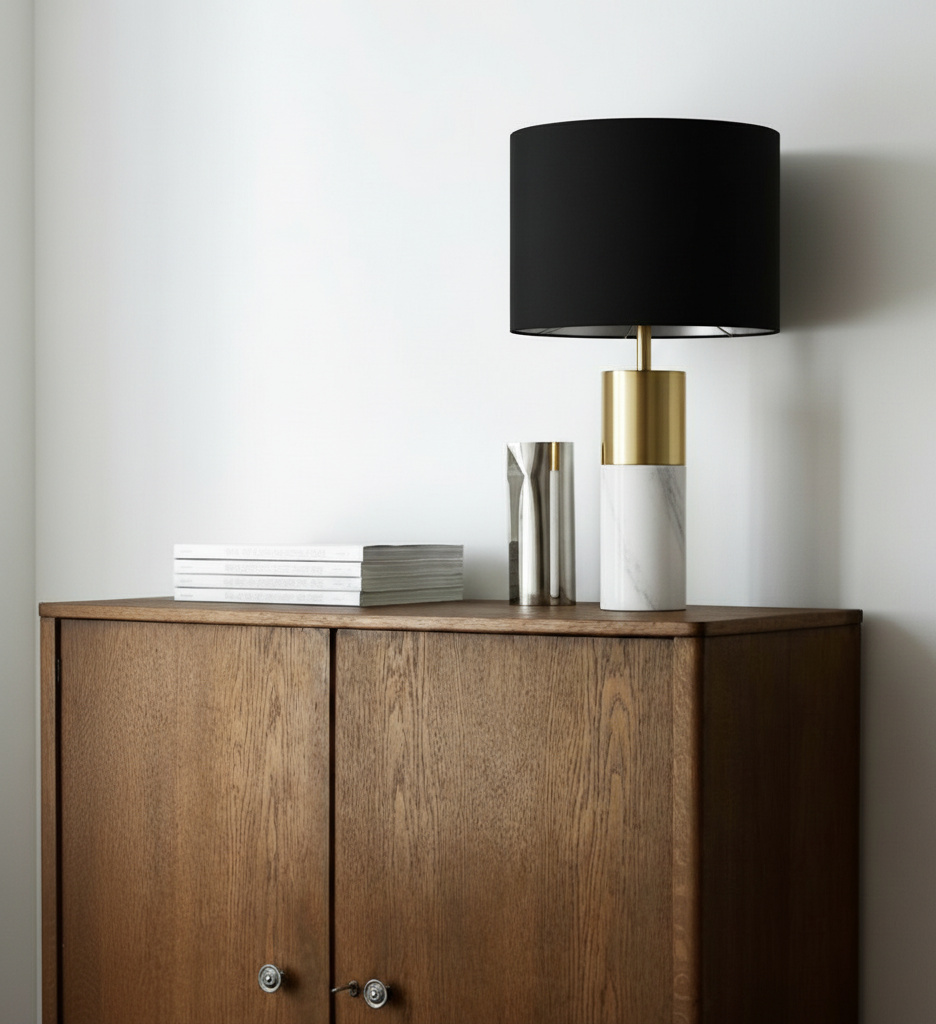 Lane Table Lamp – Marble Base with Brass Finish