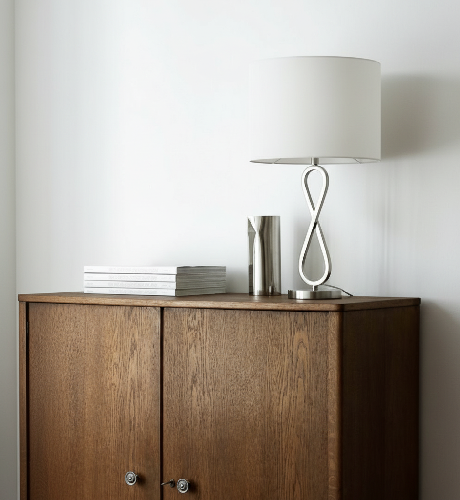 Contemporary Table Lamp – Nickel Finish