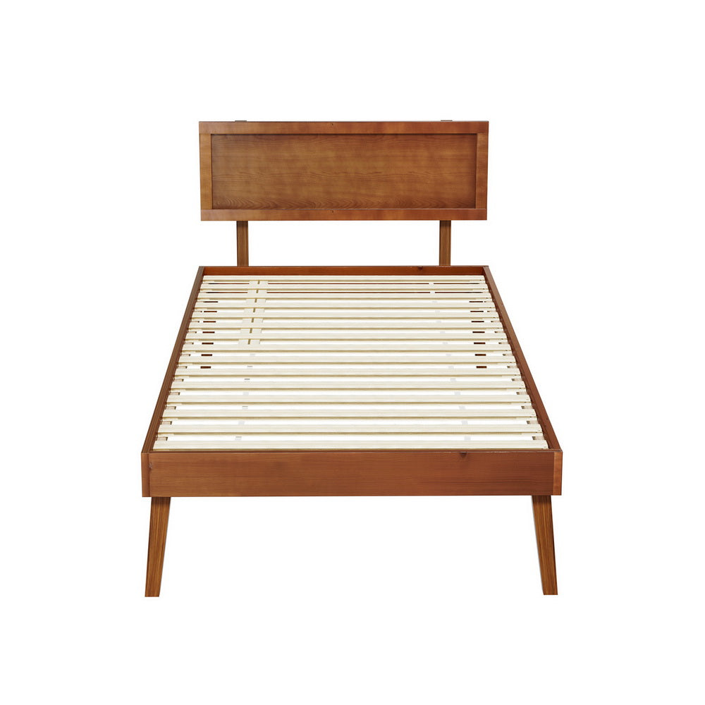 Wooden Bed Frame – Walnut Finish, Multiple Sizes