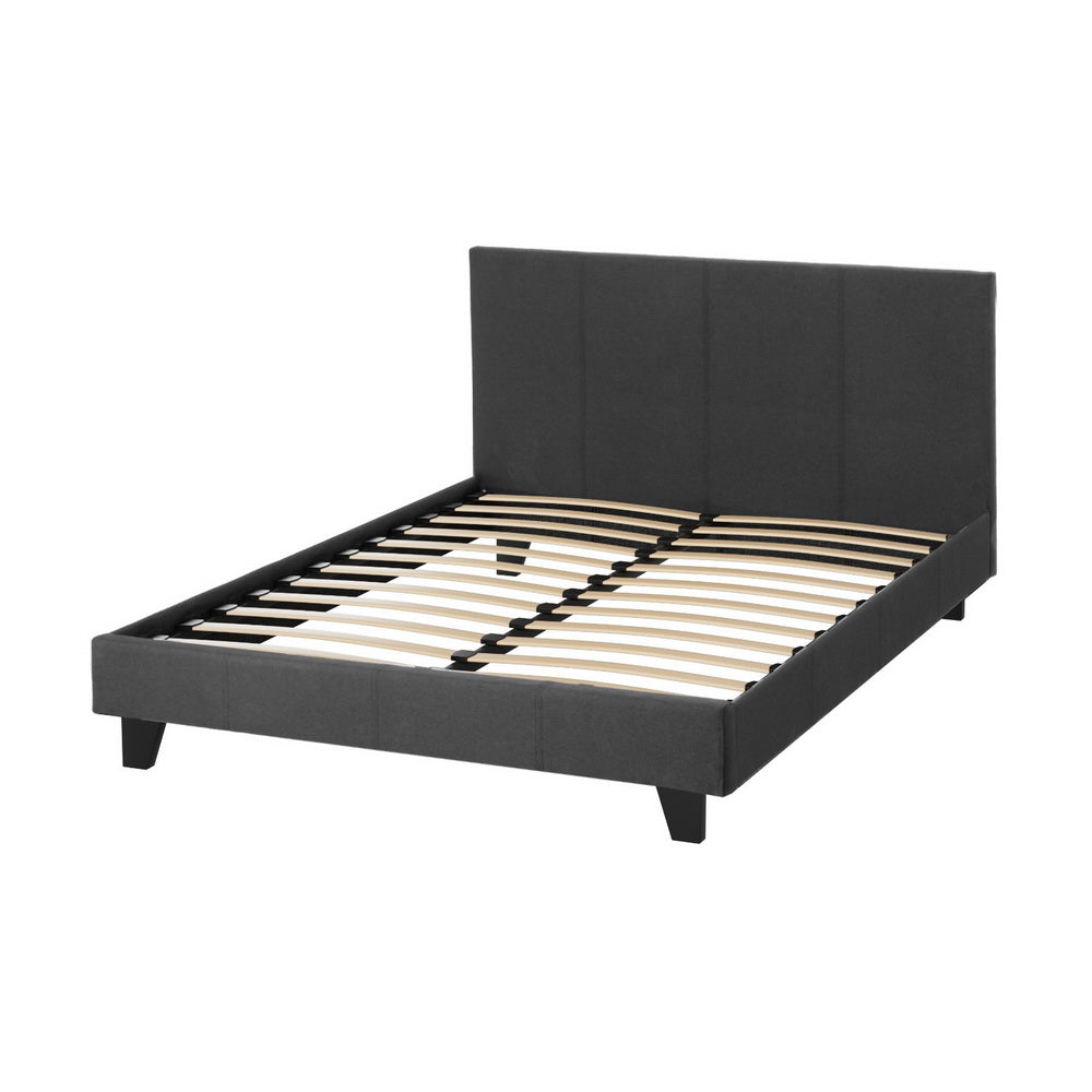 Minimalist PVC Leather Bed Frame with Padded Headboard