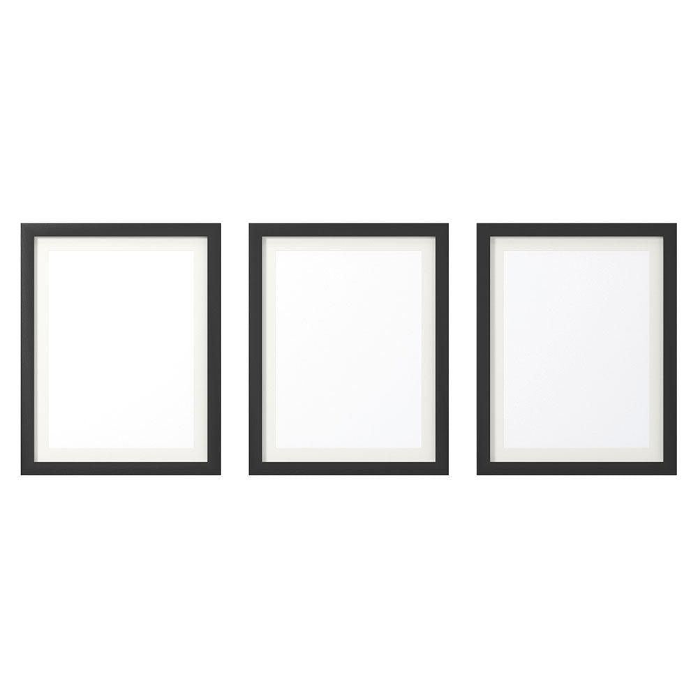 3-Piece Modern Wall Photo Frame Set, Black