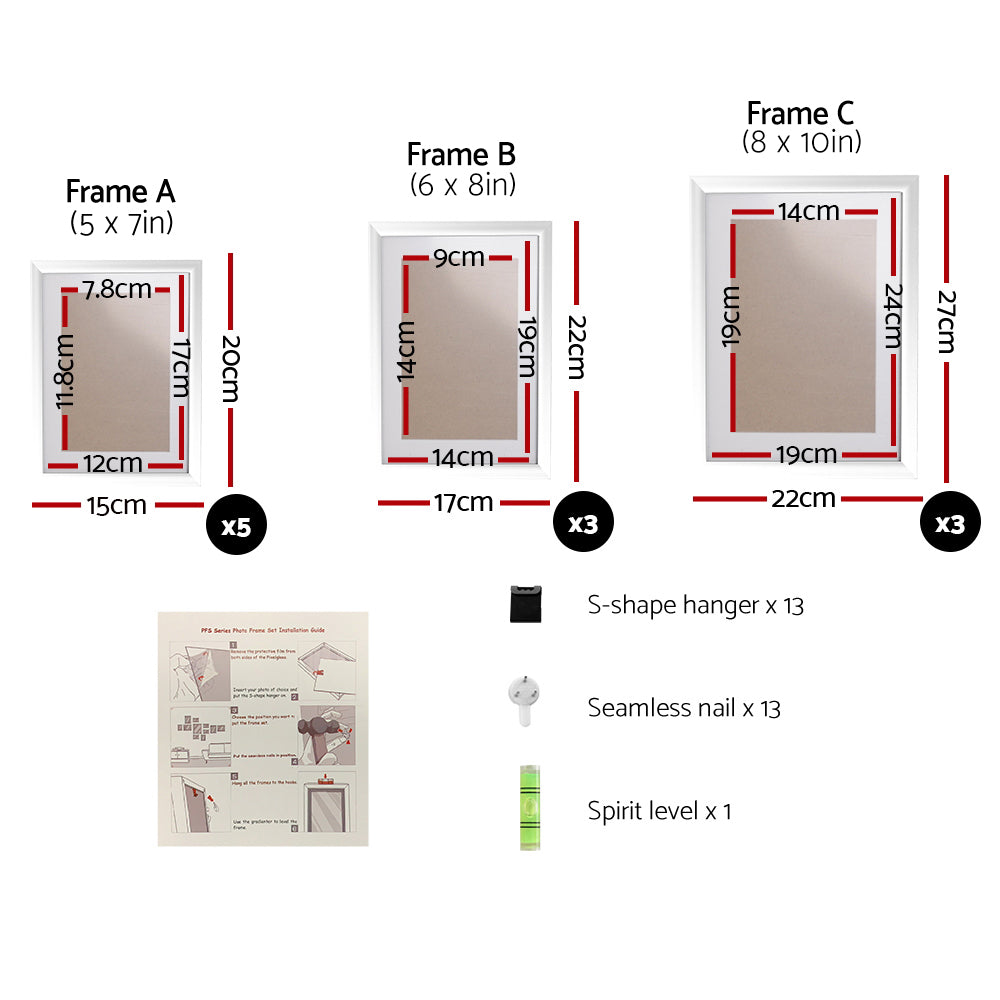 11-Piece Multi-Size Photo Frame Set, White