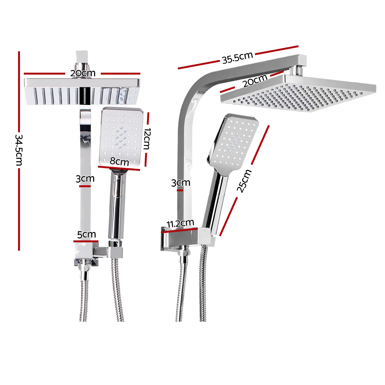 Eden Nest 8" Rainfall Shower Head Set