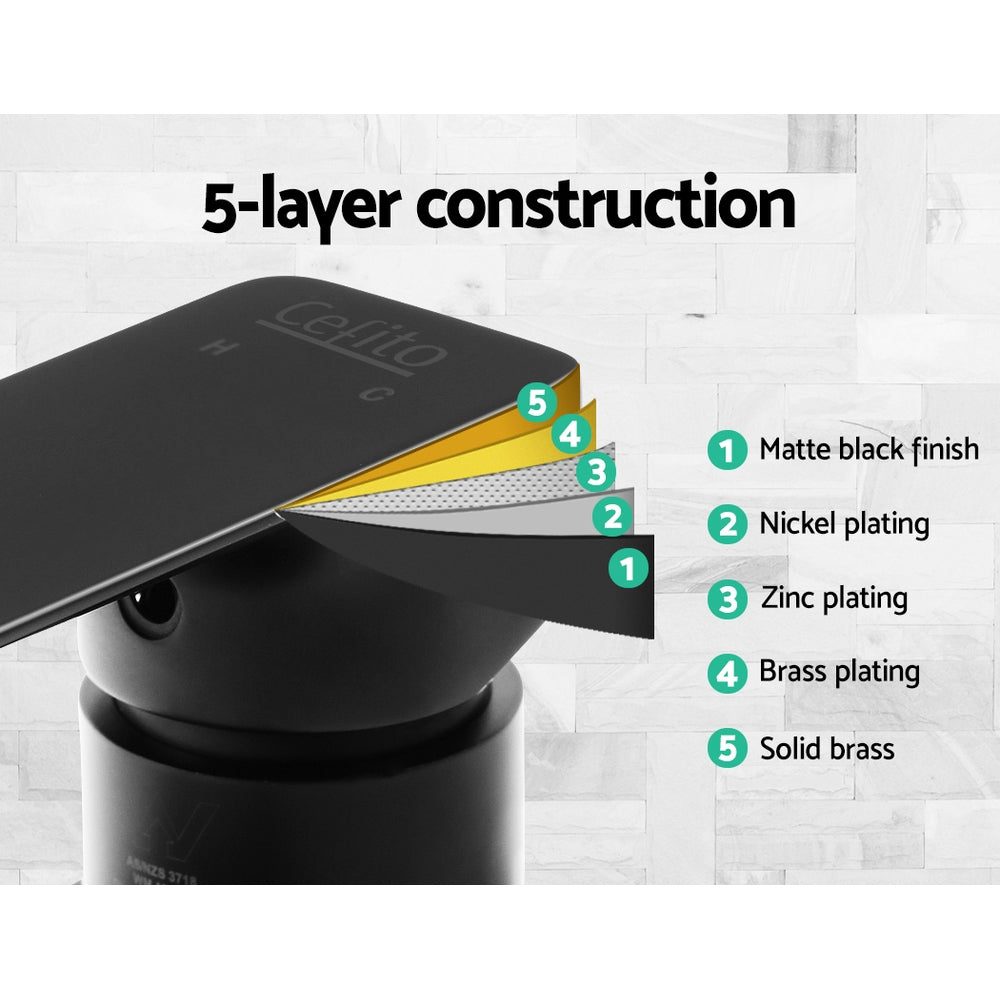 Eden Nest Matte Black Brass Shower Mixer Tap - Wall-Mounted